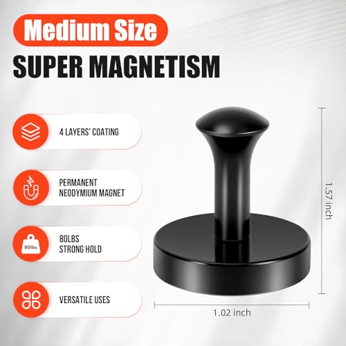Neosmuk Magnetic Hooks Steel Tube Design for Cruise,80lb+ Black,6 Pack - color: Black, size: 6P