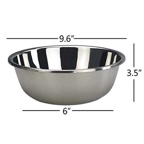 4 Packs Stainless Steel Mixing Bowls for Prep, 9.6" x 3.5"