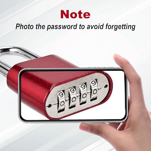 Faburo Combination Lock, 4-Digit Heavy Duty Combo Lock - color: 2pcs-Long-Red