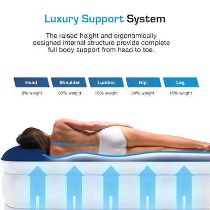 Active Era 21" Twin Air Mattress with Built-in Pump & Raised Pillow - Heavy Duty Puncture Resistant, Waterproof Blow Up Bed - style: Luxury
