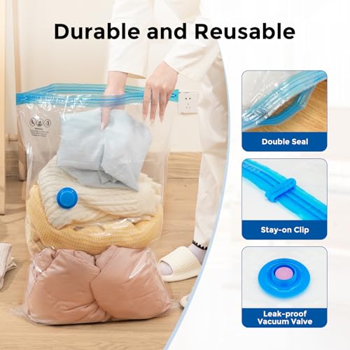 ETENWOLF 4 Combo Vacuum Storage Bags for Travel with Wireless Pump - size: 4 Combo Size-E