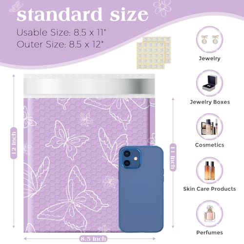 Metronic Cute Design Bubble Mailers 8.5x12 Inch 40 Pack Purple Butterfly - color: Purple Butterfly, size: 8.5x12" 40PC