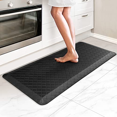 HappyTrends Kitchen Floor Mat - 4/5 Inch Thick Anti-Fatigue Kitchen Rug - color: Black, size: 39"L x 17.3"W x 0.8"Th