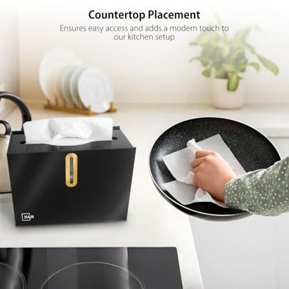 H4N Multifold Paper Towel Dispenser Countertop - Commercial Single Sheet Hand Towel Holder, Compact Acrylic Design for Home, Office, Restaurant Bathrooms - Black - color: Black