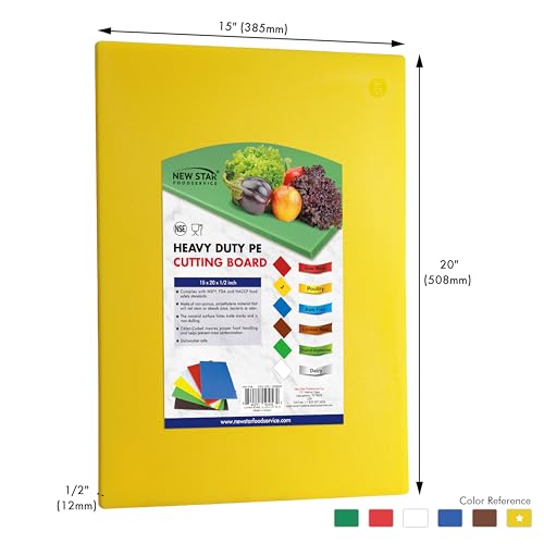 New Star Foodservice 15" x 20" Yellow Cutting Board - color: Yellow, size: 20"L x 15"W