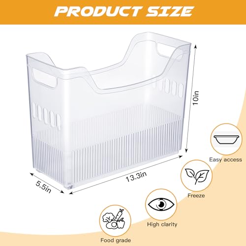 Beeveer 4pcs Plastic Freezer Organizer Bin with Wheel, 10 x 13.3 x 5.5 Inch - size: 10 x 13.3 x 5.5 Inch