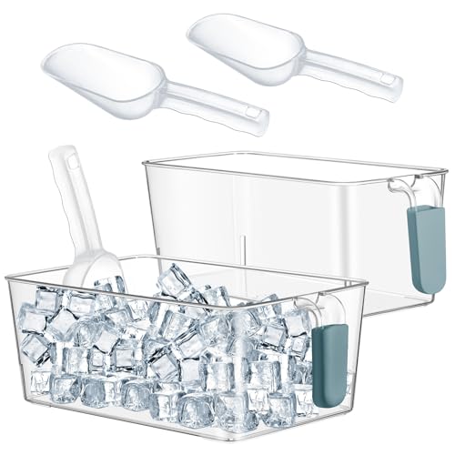 Havawish Ice Storage Bin and Flexible Scoop Set Plastic Freezer Bin - color: Dark Blue, size: 10.83 x 7 x 4.33 In,10.83 x 4.92 x 4.33 in, style: Classic
