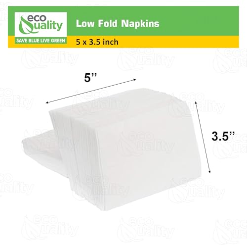 White Disposable Low Fold Dispenser Napkins 1 Ply, 3.5x5 Inch, 400 Pack