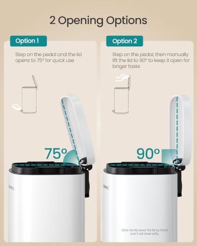 SONGMICS 3.2 Gallon (12 L) Trash Can, Stainless Steel, Step-On Pedal - color: White, size: 3.2 Gal.