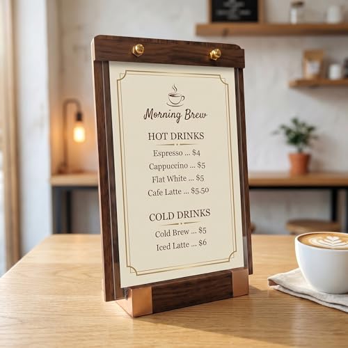 3 Pack 8.5 x 11 Wood Sign Holders with Slanted Base, Vertical Display - size: 8.5x11, 3 Pack