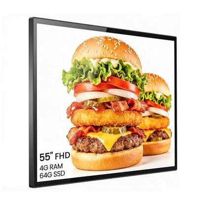 55 Inch Digital Signage Display, 4K FHD 1000 Nits Advertising Screen, Android 14.0 Wall Mount Digital Menu Board for Restaurants, Smart tv signage with 4GB RAM 64GB Storage, Smart Split Screen - size: 55 inches
