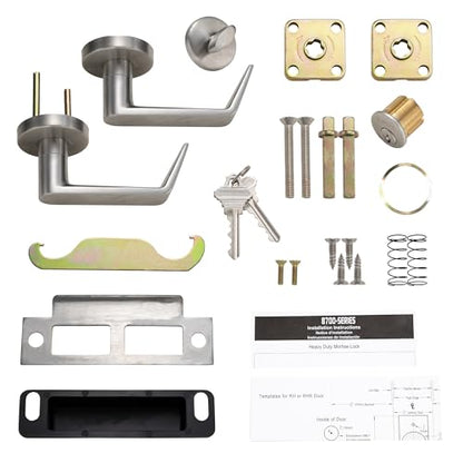 SOPHIA Commercial/Residential Heavy Duty Mortise Lockset Door Lever Lock Non-Handed Grade 1 - Rose Only Keyed Lever Lockset, ADA, US32D Satin Chrome Finish for Dormitory Front Door