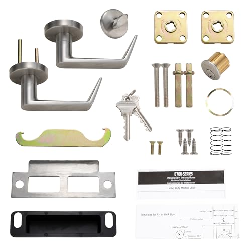 SOPHIA Commercial/Residential Heavy Duty Mortise Lockset Door Lever Lock Non-Handed Grade 1 - Rose Only Keyed Lever Lockset, ADA, US32D Satin Chrome Finish for Entrance Front Door