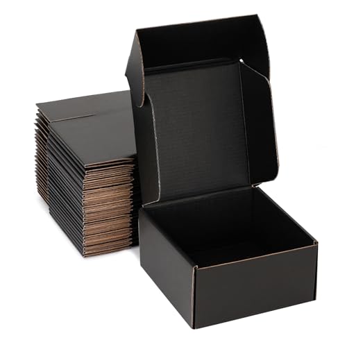 8x8x4 Black Shipping Boxes for Small Business, Packing, 25 Pack - color: Black, size: 8x8x4 inch