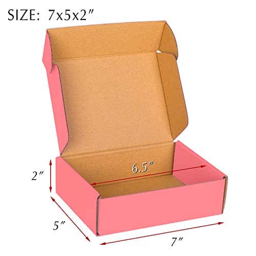 Pink Cardboard Corrugated Boxes - 7x5x2, 30 Pack Small Shipping Boxes for Mailing & Packaging - color: Pink, size: 7 x 5 x 2