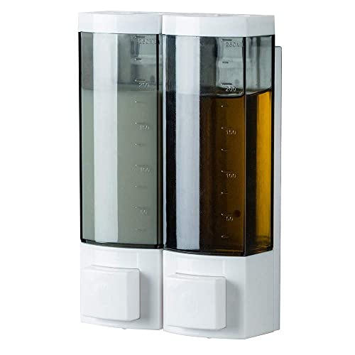 Double Soap Dispensers 250ml ABS Plastic Drill Free with Adhesive - size: 2-Chamber