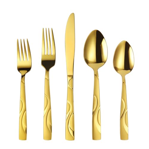 40-Piece Gold Flatware Set for 8 - color: Gold, size: 40-Piece
