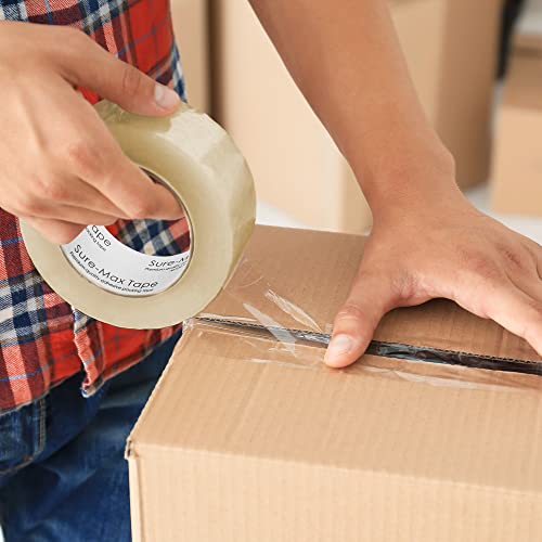 Sure-Max Premium Carton Packing Tape 2.0 mil 165 Feet (55 Yards) - Clear - 6 Rolls