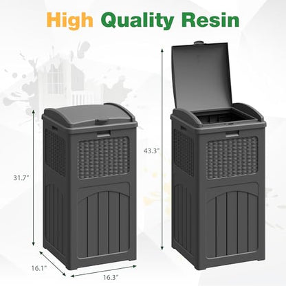 Flamaker 30 Gallon Trash Can, Resin Outdoor Garbage Can with Lid 2 Pack - color: Gray, size: 2 Packs