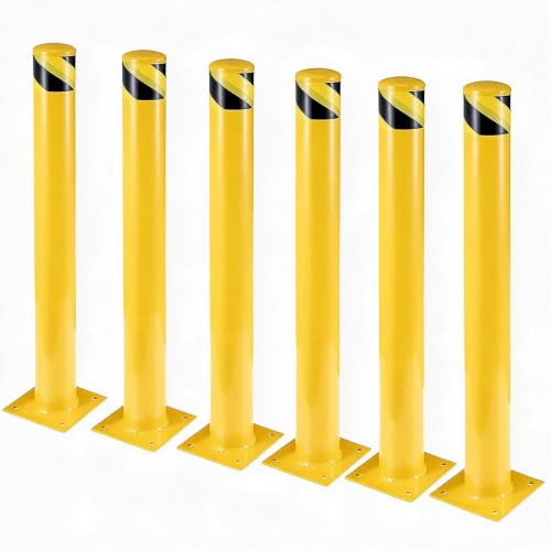 42 in Safety Bollard 1 Pack, Heavy Duty Steel Traffic Barrier Post - size: 36 Inch - 6 Pack