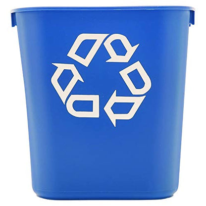 Rubbermaid Commercial Products Deskside Wastebasket Recycling Bin Small 13QT/3GAL, for Home/Office/Under Desk, Blue (FG295573BLUE), Pack of 4 - color: Blue