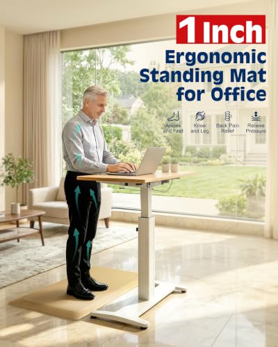 FEATOL 1 Inch Extra Thick Anti-Fatigue Mat for Standing Desk & Kitchen - color: Beige, size: 39"L x 20"W x 1"Th