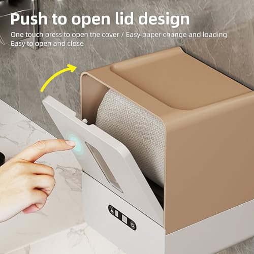 Sanpyl Night Light Smart Electric Paper Towel Dispenser, Touchless Roll Paper Dispenser with Custom Length Settings for Home Hotel - Battery Powered Plastic (Coffee Color) - color: Coffee Color