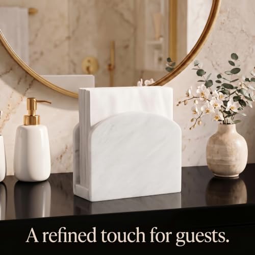 Radicaln Marble Napkin Holder for Table 6.5" Paper Napkin Dispenser Stand - color: White
