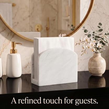 Radicaln Marble Napkin Holder for Table 6.5" Paper Napkin Dispenser Stand - color: White
