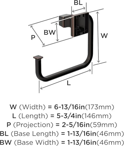 Amerock Mulholland 5-3/4" Oil-Rubbed Bronze Towel Ring - color: Oil Rubbed Bronze, size: 5-3/4 Inch (146 mm) Width