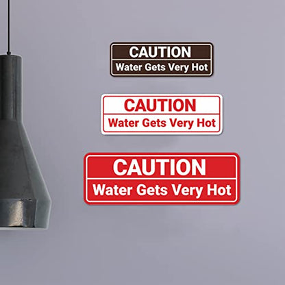 Standard Caution Water Gets Very Hot Sign (Black Gold) - Medium 1 Pack - color: Black Gold, size: 2.75 x 7" - Medium
