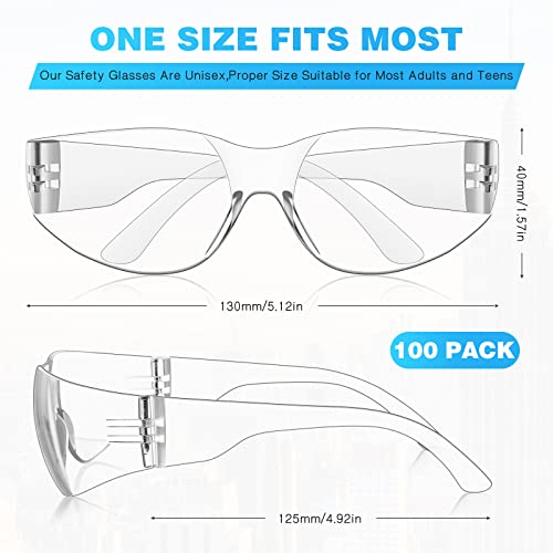 WFEANG 100 Pack Clear Safety Glasses for Men Women, ANSI Z87.1 Work Glasses - color: 100clear