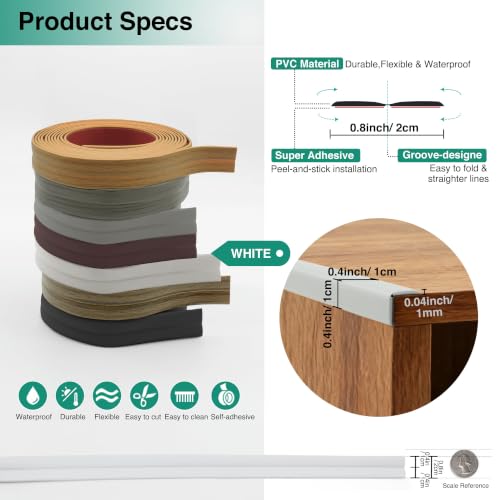 Flexible Wall Corner Protector, Peel and Stick Corner Trim Molding - color: Matte White, size: 0.8 in x 20ft