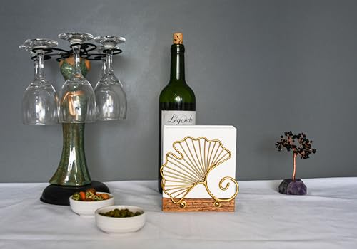 Leaves Vertical Napkin Holder, Contemporary Disposable Paper Hand Tower Storage Tray Caddy, Metal Paper Storage for Kitchen, Stylish Towel Dispenser, Mail Letter Sorter Rack, Document File Organizer - color: W Bronze