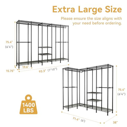 Higeego H5 Heavy Duty Clothes Rack, Black Clothing Rack for Hanging Clothes - color: Black