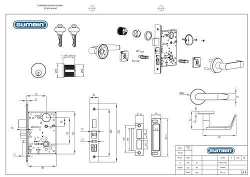 Commercial/Residential Mortise Lockset Heavy Duty Door Lever Lock Non-Handed Grade 1 - Rose Only Keyed Lever Lockset, UL CUL & ADA Office Front Door Matt Bronze Finish - color: Entry -ED