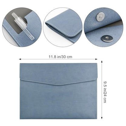 VANRA 1 Piece PU Leather Envelope File Folders A4 Paper Document Filing Envelope Document Organizer Leather Portfolio Folder Holder with Magnetic Closure (Blue) - color: Blue