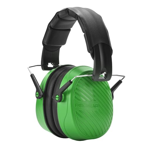 PROHEAR 038 Ear Protection Safety Earmuffs for Mowing, 28dB Noise Reduction Passive Hearing Protector, Compact Foldable Headset for Shooting Construction Power Tools, Green - color: Green