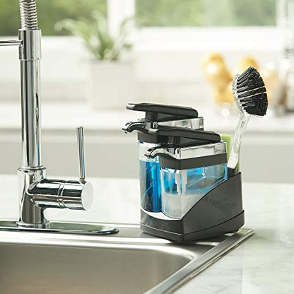 Casabella Sink Sider Duo Soap Dispensers with Sponge, Black and Chrome Plating - color: Black, size: Duo