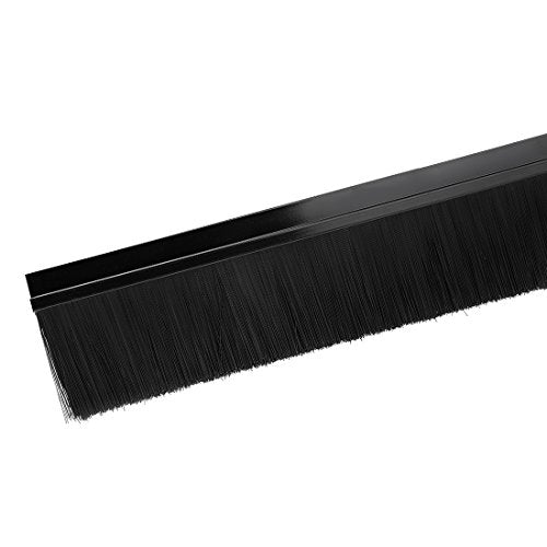 uxcell Door Bottom Sweep H-Shape Aluminum Alloy Base with 2.8-inch Black Nylon Brush 39-inch x 3.6-inch - color: Black, size: 39.37" x 2.8"