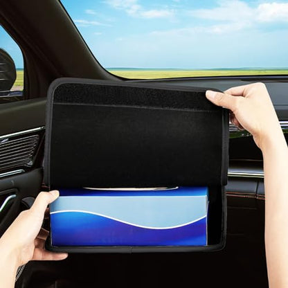 WHHMK Large Car Tissue Holder, Refill Easily Clamshell Opening, Black 1PC - color: Black