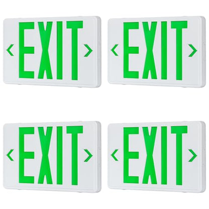 Universal Green Light LED Exit Sign OSHA Commercial, 4 Pack - color: White Housing+Green Letter, size: 4 Pack