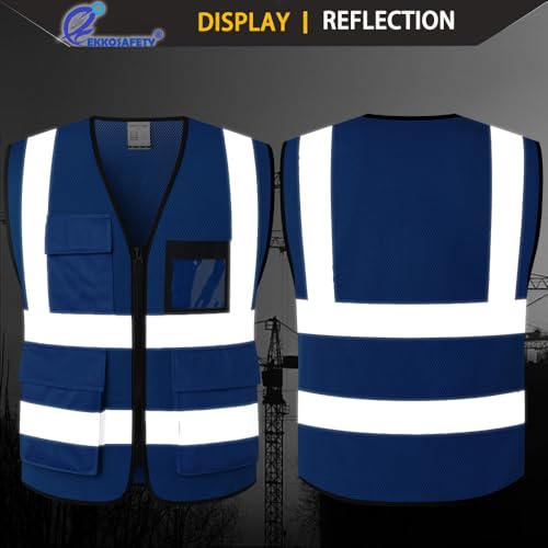 Hi Vis Reflective Safety Vest for Men Women,EK170,Blue,M - color: Blue-170, size: Medium