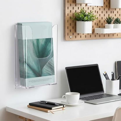 Wall Mount Brochure Holder, 4 x 6 Inches Clear Acrylic Flyer Holder
