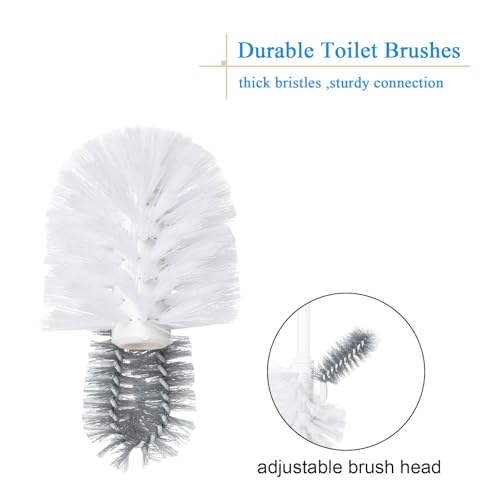 2 Pack Toilet Bowl Brush Without Holder for Bathroom, Under-Rim Double Brush Head, Long Handle Household Cleaning Brushes Set (2 Pack Grey Brush Without Holder) - color: 2 Pack Grey Brush Without Holder