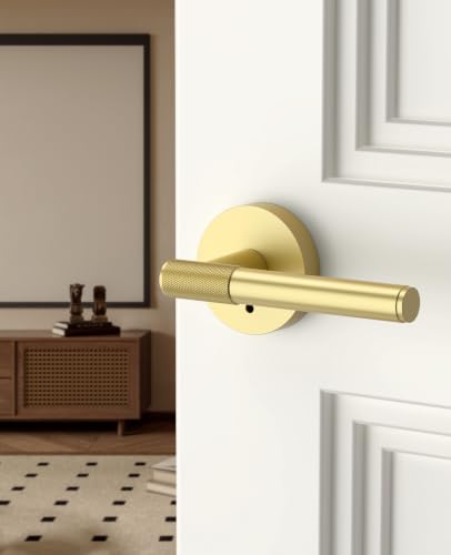 Asidrama 1 Pack Brushed Gold Privacy Interior Door Handles - color: Brushed Gold, size: Privacy, style: 1pack