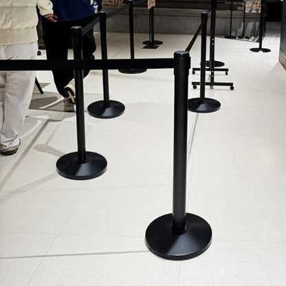 kaiyomi 2 Pack Stanchions with Retractable Barriers 11 Feet Belts (Black) - color: Black