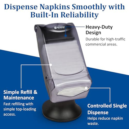 San Jamar - H5005SCL H5005S Venue Fullfold Control Napkin Dispenser with Stand, 500 Capacity, 8" Width x 17-1/2" Height x 13" Depth, Clear