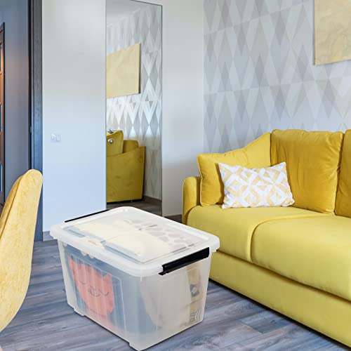 4-Pack 50L Clear Plastic Storage Bins with Wheels - size: 50 L