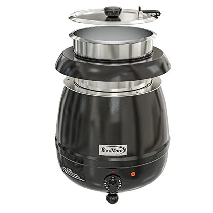 KoolMore Commercial Soup Kettle Warmer with Hinged Lid and Removable Pot Insert for Buffet, Restaurant, Party, Event, and Catering, Large 2.5 Gallon, Electric [Black] (SK-BK-3G) - color: Black